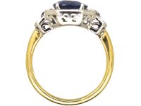 Mid 20th Century 18ct Yellow & White Gold Ring set with a Sapphire & Diamonds