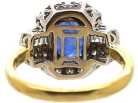Mid 20th Century 18ct Yellow & White Gold Ring set with a Sapphire & Diamonds