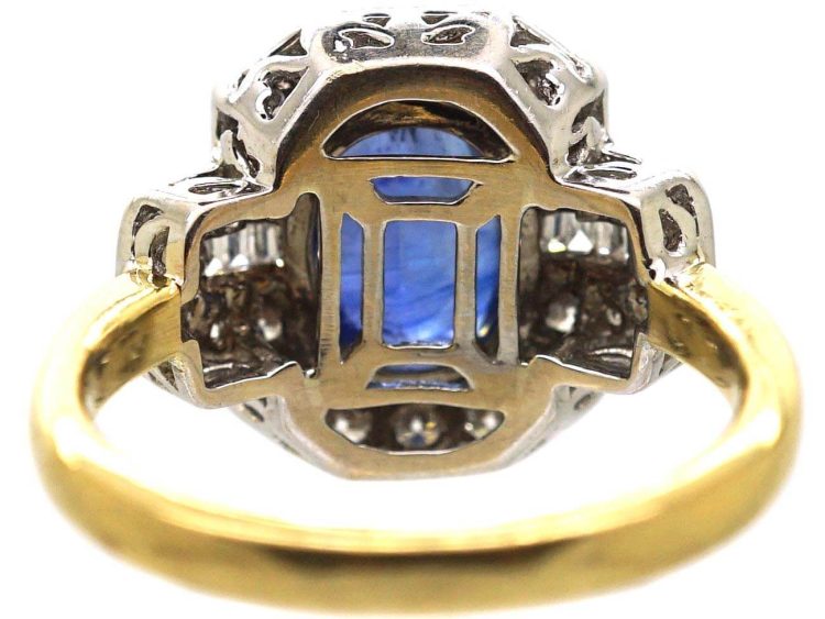 Mid 20th Century 18ct Yellow & White Gold Ring set with a Sapphire & Diamonds