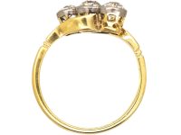 Edwardian 18ct Gold & Platinum Three Stone Diamond Crossover Ring