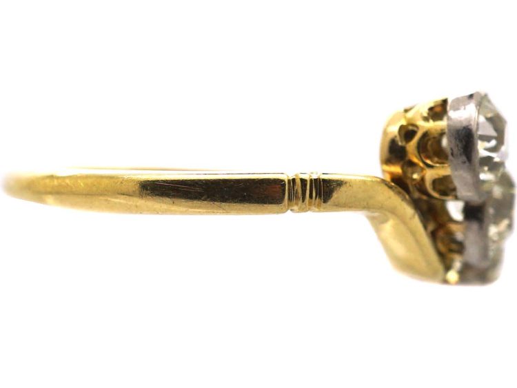 Edwardian 18ct Gold & Platinum Three Stone Diamond Crossover Ring
