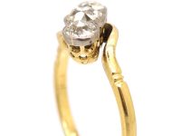 Edwardian 18ct Gold & Platinum Three Stone Diamond Crossover Ring