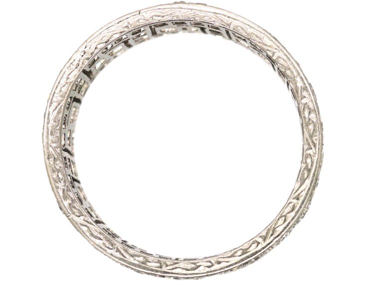 Art Deco Platinum Key Design Ring set with Diamonds