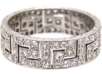 Art Deco Platinum Key Design Ring set with Diamonds