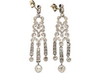Art Deco Platinum, Diamond Articulated Drop Earrings
