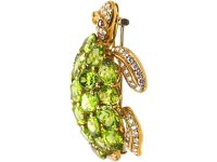Vintage Large 18ct Gold Turtle Brooch set with Peridots & Diamonds with Ruby Eyes