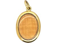 Victorian 15ct Gold Oval Blue Enamel & Rose Diamond Pendant with Locket on the Reverse
