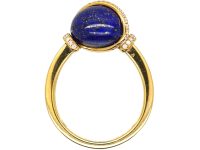 French 18ct Gold, Diamond & Lapis Lazuli Globe Ring by Fred