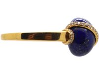 French 18ct Gold, Diamond & Lapis Lazuli Globe Ring by Fred