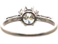 Art Deco Platinum Two Carat Diamond Solitaire Ring with Baguette Diamond Shoulders