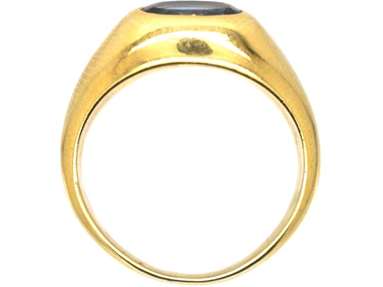 French 18ct Gold Double Ring set with a Blue and a Yellow Sapphire