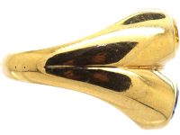 French 18ct Gold Double Ring set with a Blue and a Yellow Sapphire