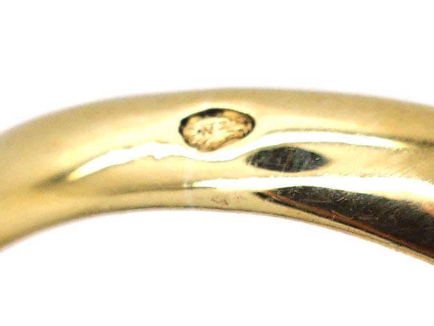 French 18ct Gold Double Ring set with a Blue and a Yellow Sapphire
