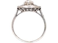 French Art Deco Platinum Target Ring set with Diamonds & Rubies