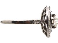 French Art Deco Platinum Target Ring set with Diamonds & Rubies