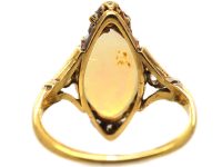 Edwardian 18ct Gold, Cabochon Opal & Diamond Ring