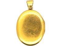 Victorian 18ct Gold Oval Locket with Four Leaf Clover Motif set with Emeralds & Diamonds