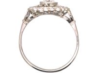 Art Deco Platinum & Diamond Cluster Target Ring with Greek Key Design Motif