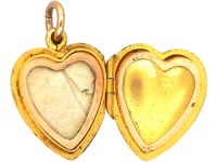 Edwardian 15ct Gold Heart Shaped Locket set with a Diamond