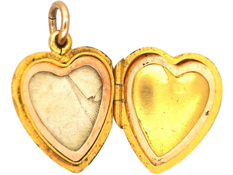 Edwardian 15ct Gold Heart Shaped Locket set with a Diamond