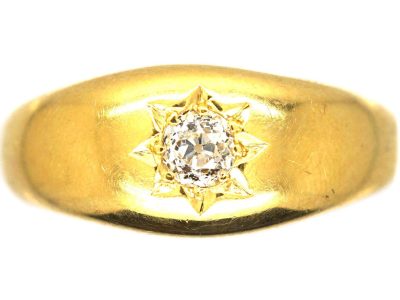 Victorian 18ct Gold Gypsy Ring set with a Diamond