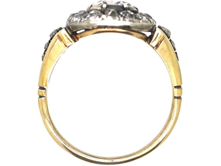 Georgian Gold & Silver Pear Shaped Ring set with Diamonds