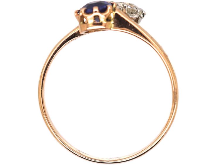Early 20th Century 14ct Gold, Sapphire & Diamond Crossover Ring