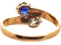Early 20th Century 14ct Gold, Sapphire & Diamond Crossover Ring