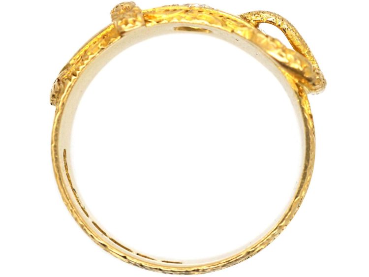 Edwardian 18ct Gold Ornate Buckle Ring set with a Diamond