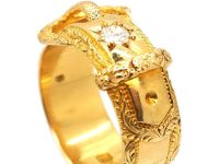 Edwardian 18ct Gold Ornate Buckle Ring set with a Diamond