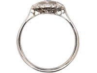 Art Deco 18ct White Gold Cluster Ring with Round & Baguette Cut Diamonds