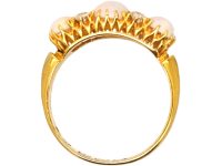 Edwardian 18ct Gold Three Stone Cabochon Opal & Diamond Ring by Deakin & Francis