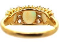 Edwardian 18ct Gold Three Stone Cabochon Opal & Diamond Ring by Deakin & Francis