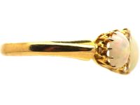 Edwardian 18ct Gold Three Stone Cabochon Opal & Diamond Ring by Deakin & Francis