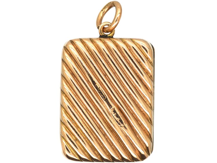 Edwardian 9ct Gold Rectangular Striped Locket
