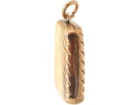 Edwardian 9ct Gold Rectangular Striped Locket
