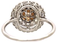 Early 20th Century Platinum Cluster Ring set with a Bouton Pearl & Diamonds