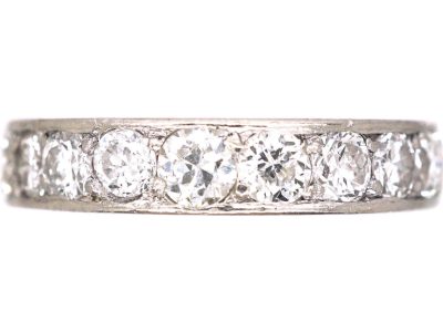 Art Deco Platinum Wide Eternity Ring set with Diamonds