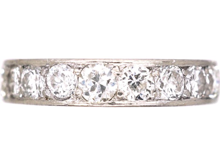 Art Deco Platinum Wide Eternity Ring set with Diamonds
