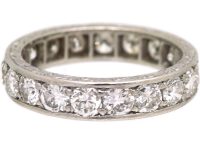Art Deco Platinum Wide Eternity Ring set with Diamonds