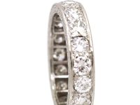 Art Deco Platinum Wide Eternity Ring set with Diamonds