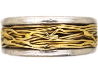 Vintage Swedish Silver & 18ct Gold Ring