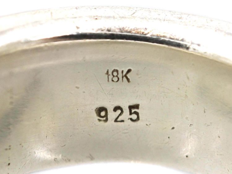 Vintage Swedish Silver & 18ct Gold Ring