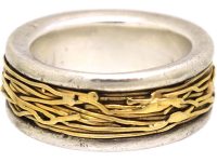 Vintage Swedish Silver & 18ct Gold Ring