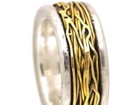 Vintage Swedish Silver & 18ct Gold Ring
