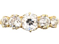 Edwardian 18ct Gold Five Stone Transition Cut Diamond Ring