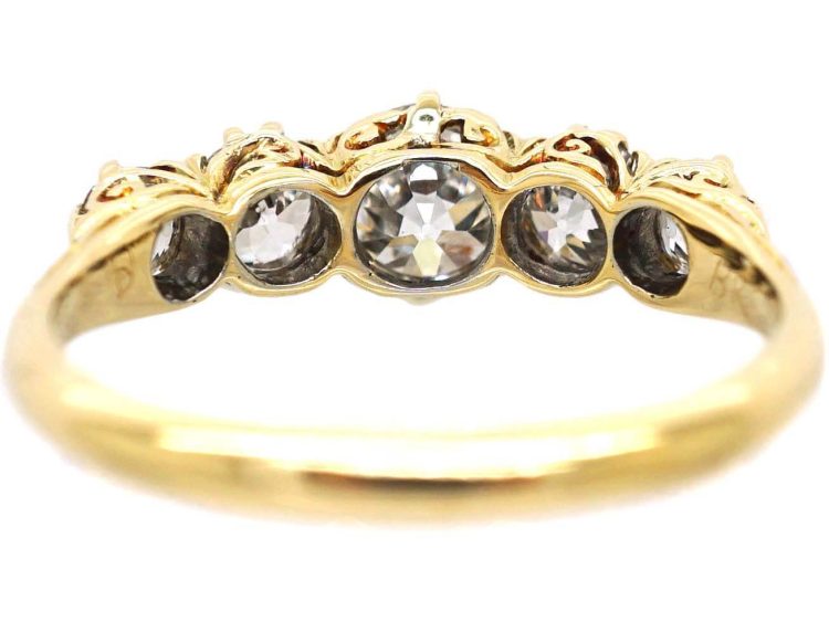 Edwardian 18ct Gold Five Stone Transition Cut Diamond Ring