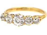 Edwardian 18ct Gold Five Stone Transition Cut Diamond Ring
