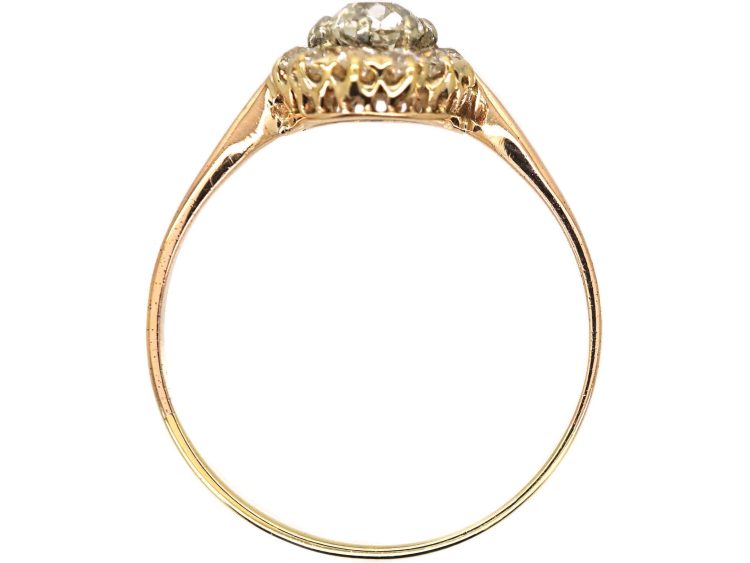 Edwardian 18ct Gold & Platinum Diamond Daisy Cluster Ring