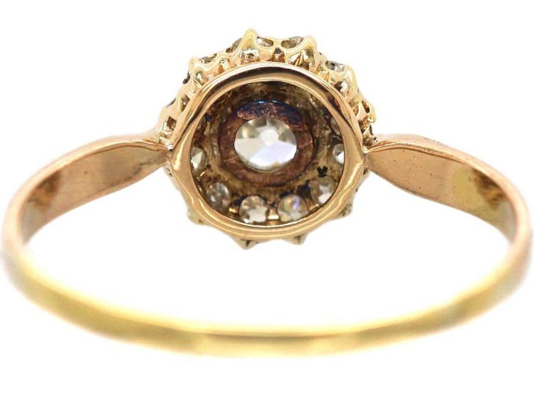 Edwardian 18ct Gold & Platinum Diamond Daisy Cluster Ring